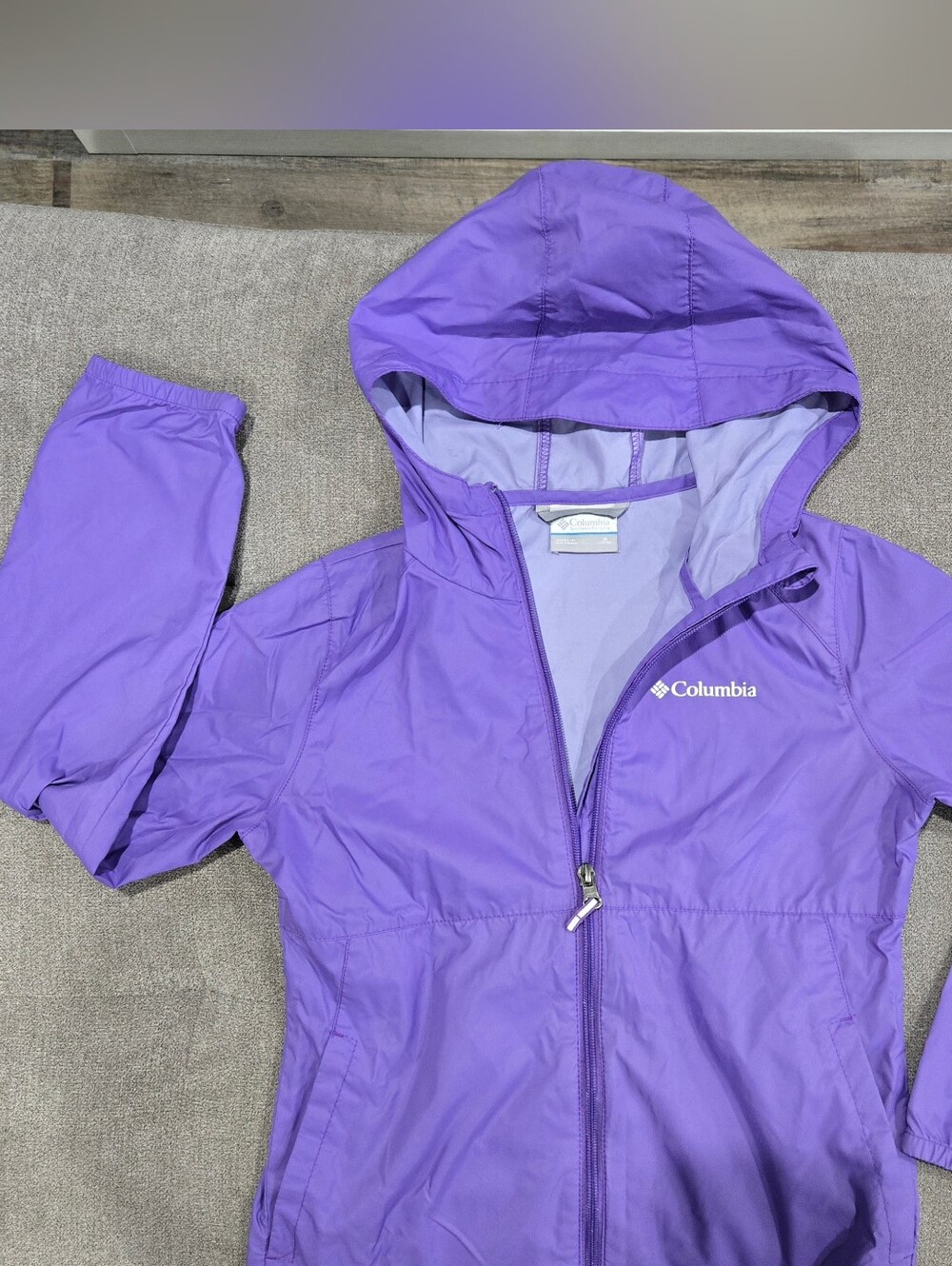 Columbia Kids' Purple Hooded Rain Jacket Size Small 7/8